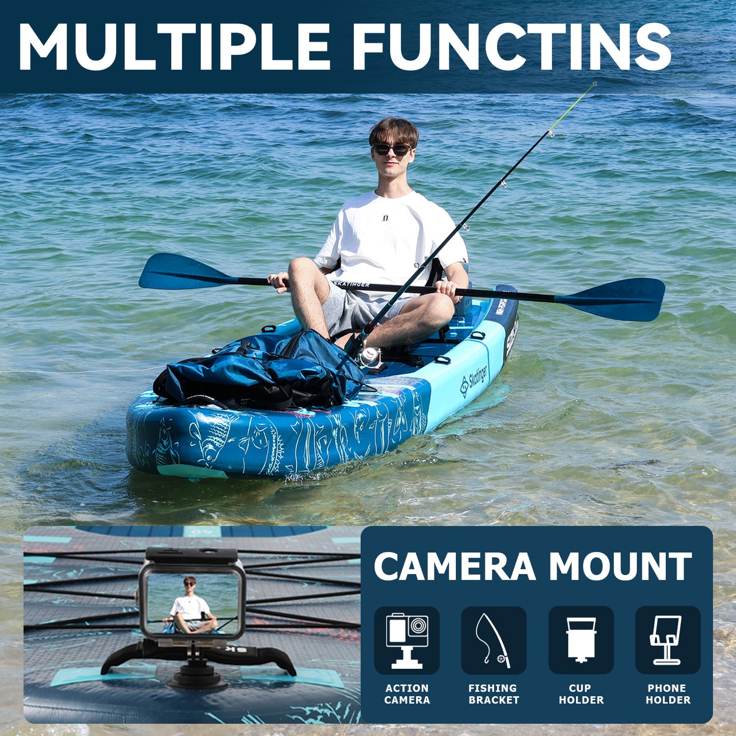Fishing Boat SUP board 378x96x20 cm board for anglers